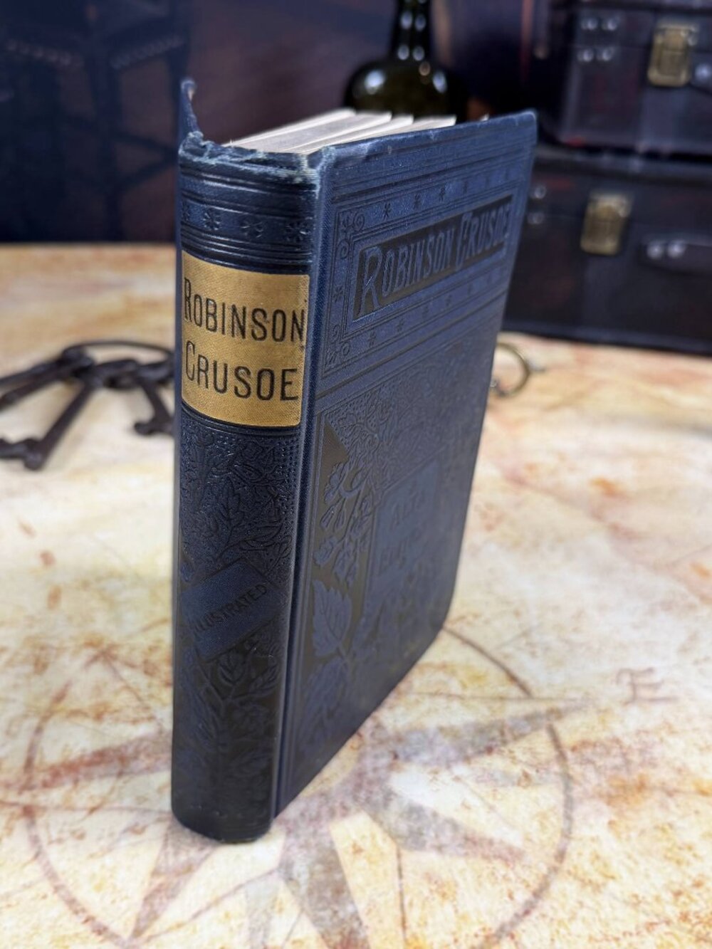 Antique Robinson Crusoe Alta Edition Hardcover Book | Victorian c. 1881-1895